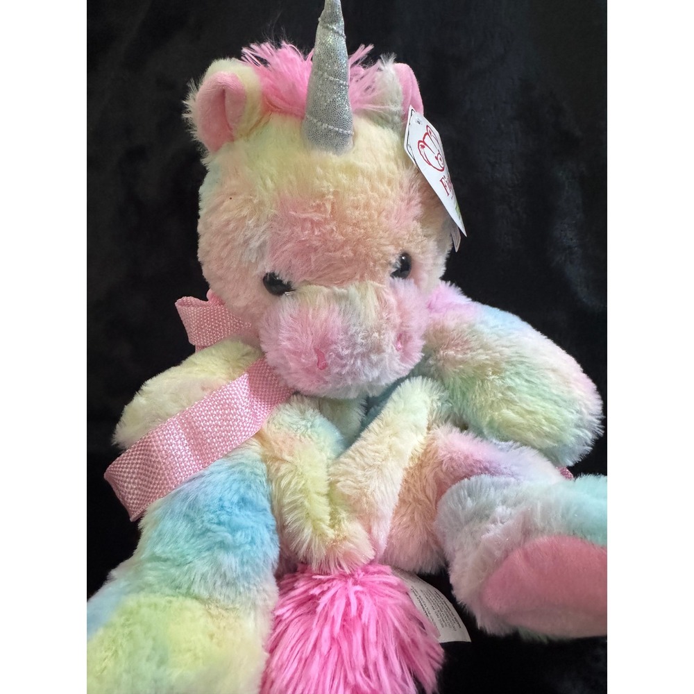 Fiesta Plush Unicorn Backpack Pastel Rainbow Tie Dye Silver Horn New with Tags
